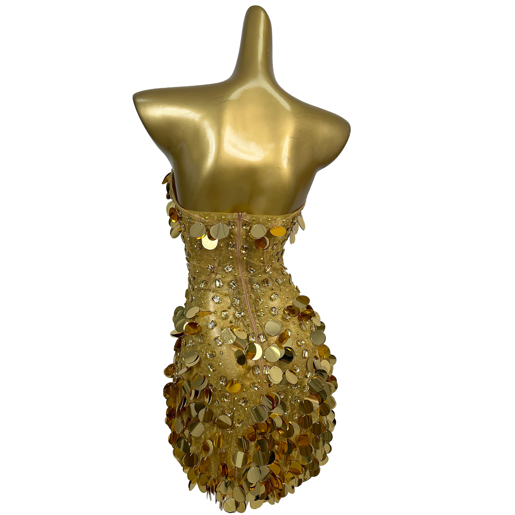 Sparkly Gold Crystals Straples - Sparkly Rhinestone Club Party Dress 评论和价格