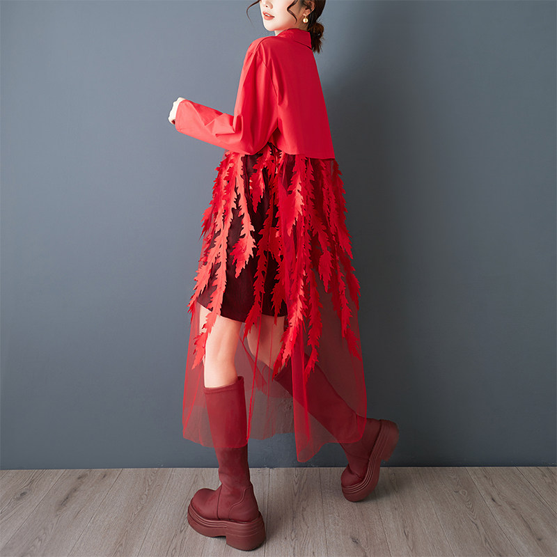 Spring New Loose Floral Print  - Korean Style A Line Shirt Dress 评论和价格