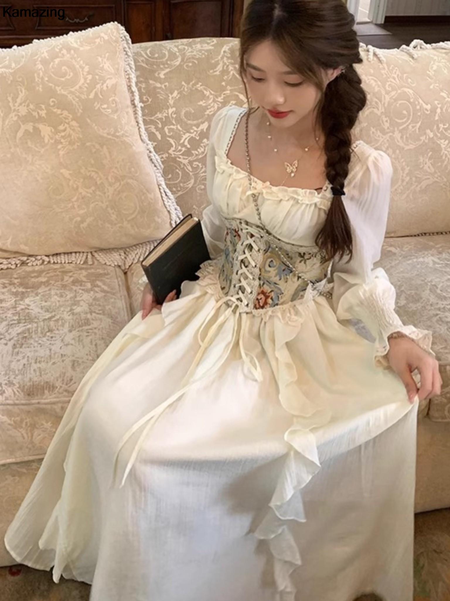Vintage French Corset Midi Dre - French Vintage Floral Midi Dress 评论和价格