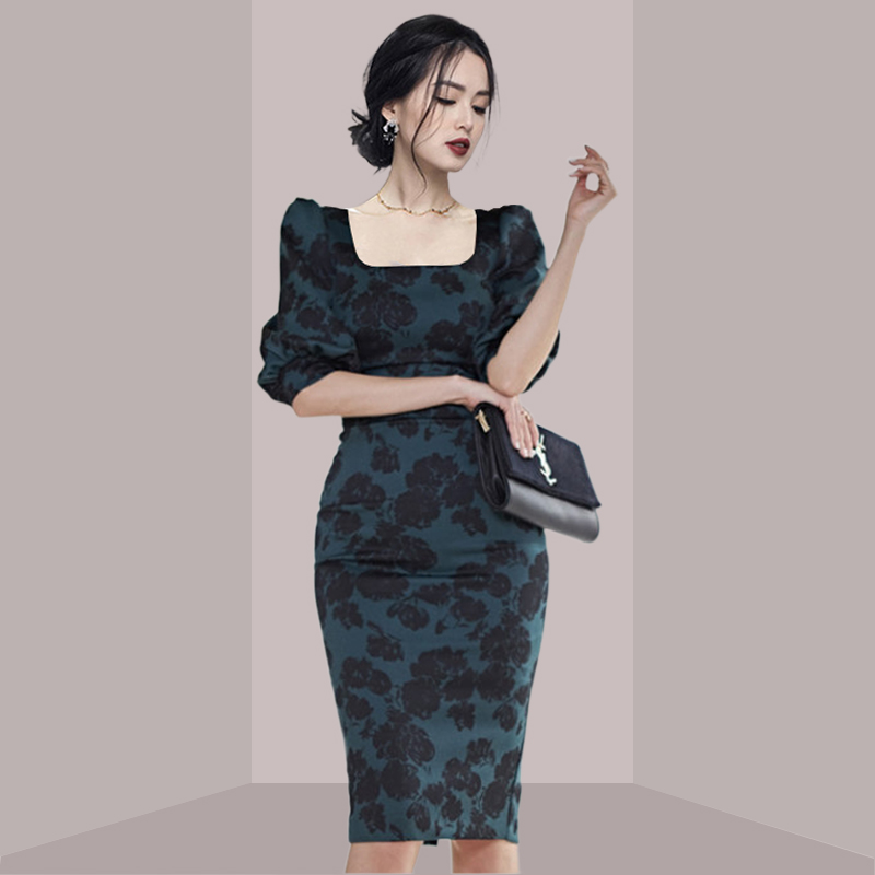 Elegant Ladylike Floral Print  - French Vintage Floral Midi Dress 评论和价格