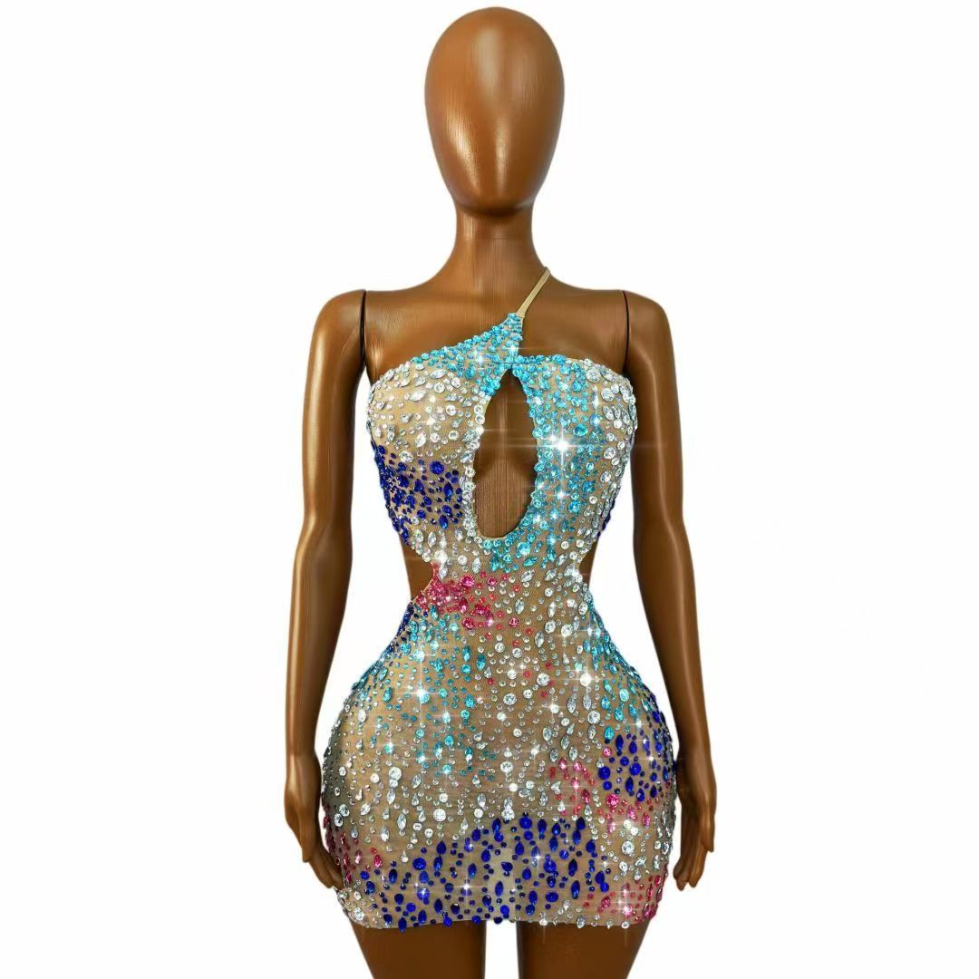 Sparkly Colorful Rhinestones W - Sparkly Rhinestone Club Party Dress 评论和价格