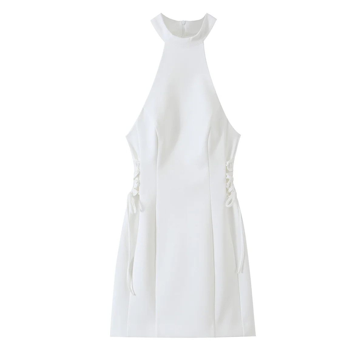 Women White High Neck Halter M - Y2K Backless Halter Mini Dress 评论和价格