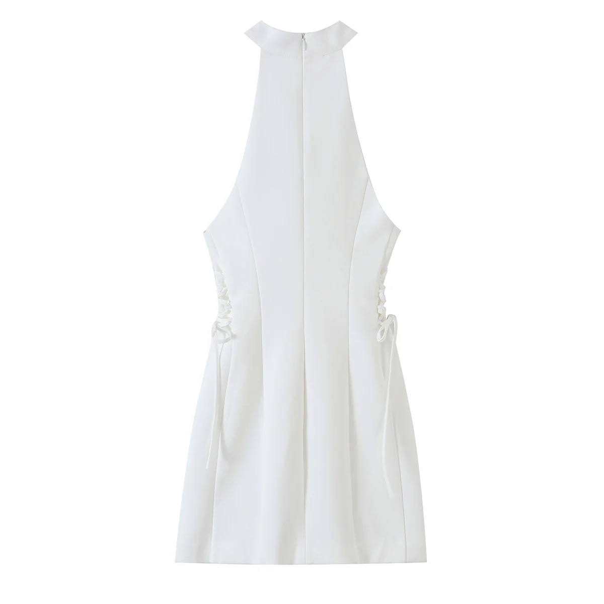Women White High Neck Halter M - Y2K Backless Halter Mini Dress 评论和价格